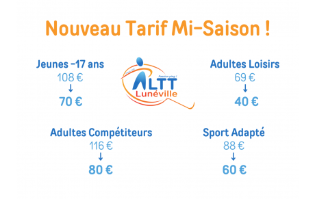 Nouveaux Tarifs Mi-Saison